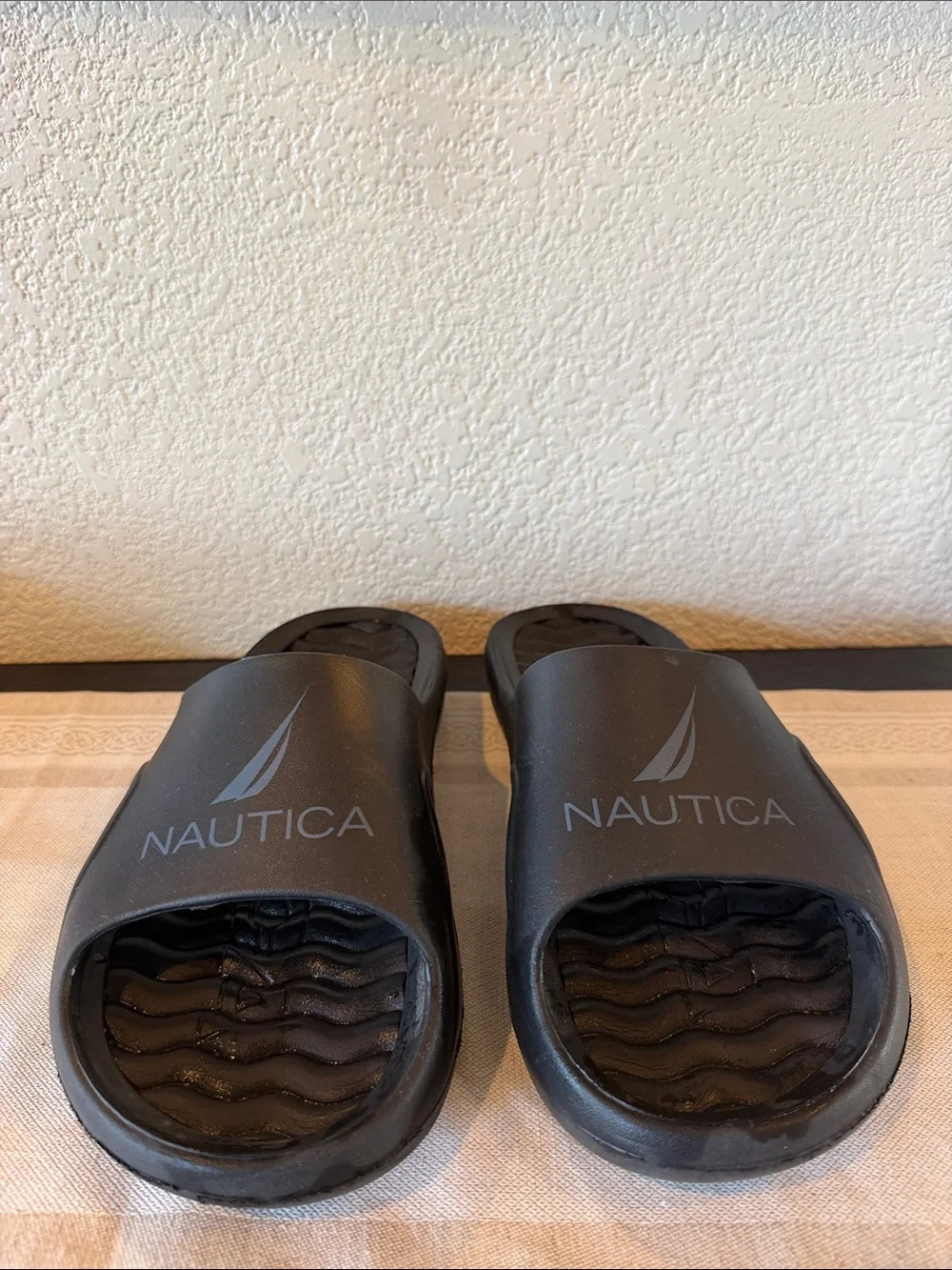 Nautica Black Logo Slide Sandals